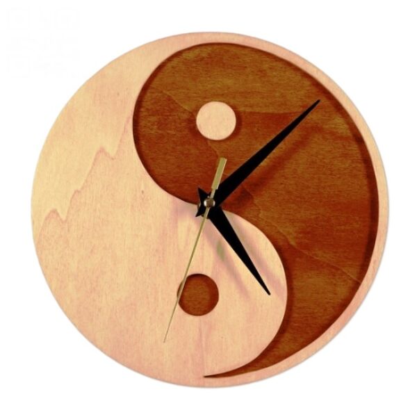 Reloj de Pared Yin y Yang Madera Natural