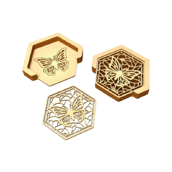 Set de Portavasos Hexagonales con Base